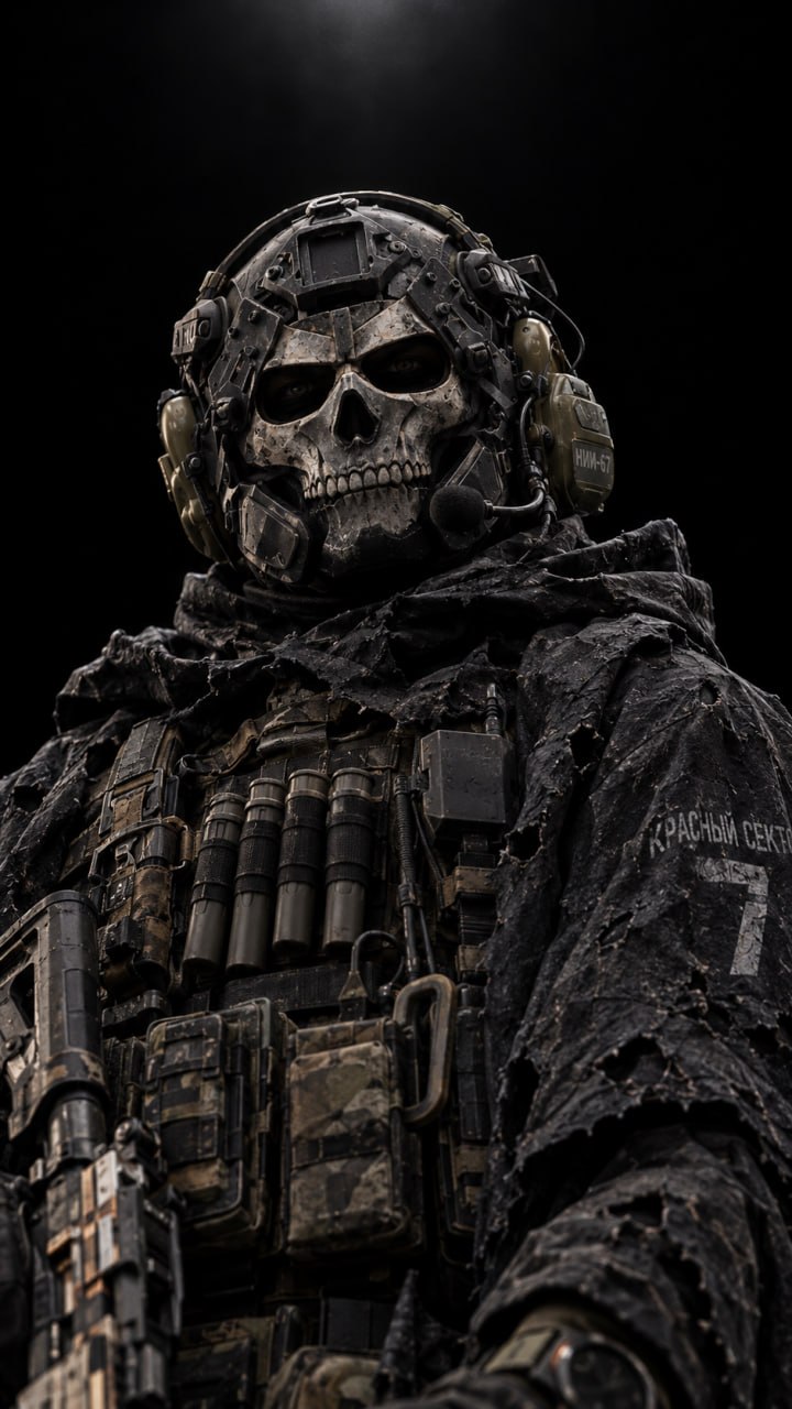 Ghost in a skull mask